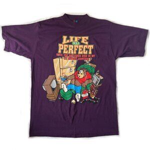 Cintage Sun Sportswear Couch Potato Bear Funny T Shirt Size Large Purple Cotton